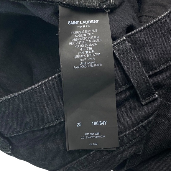 SAINT LAURENT Paris High-rise skinny jeans in Black Size 25 - Picture 13 of 16
